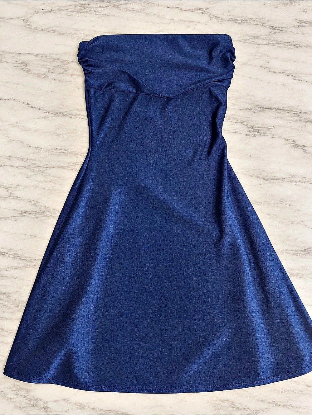 Windsor Women's Satin Foldover Tube Mini A-Line Dress Satin Foldover Tube